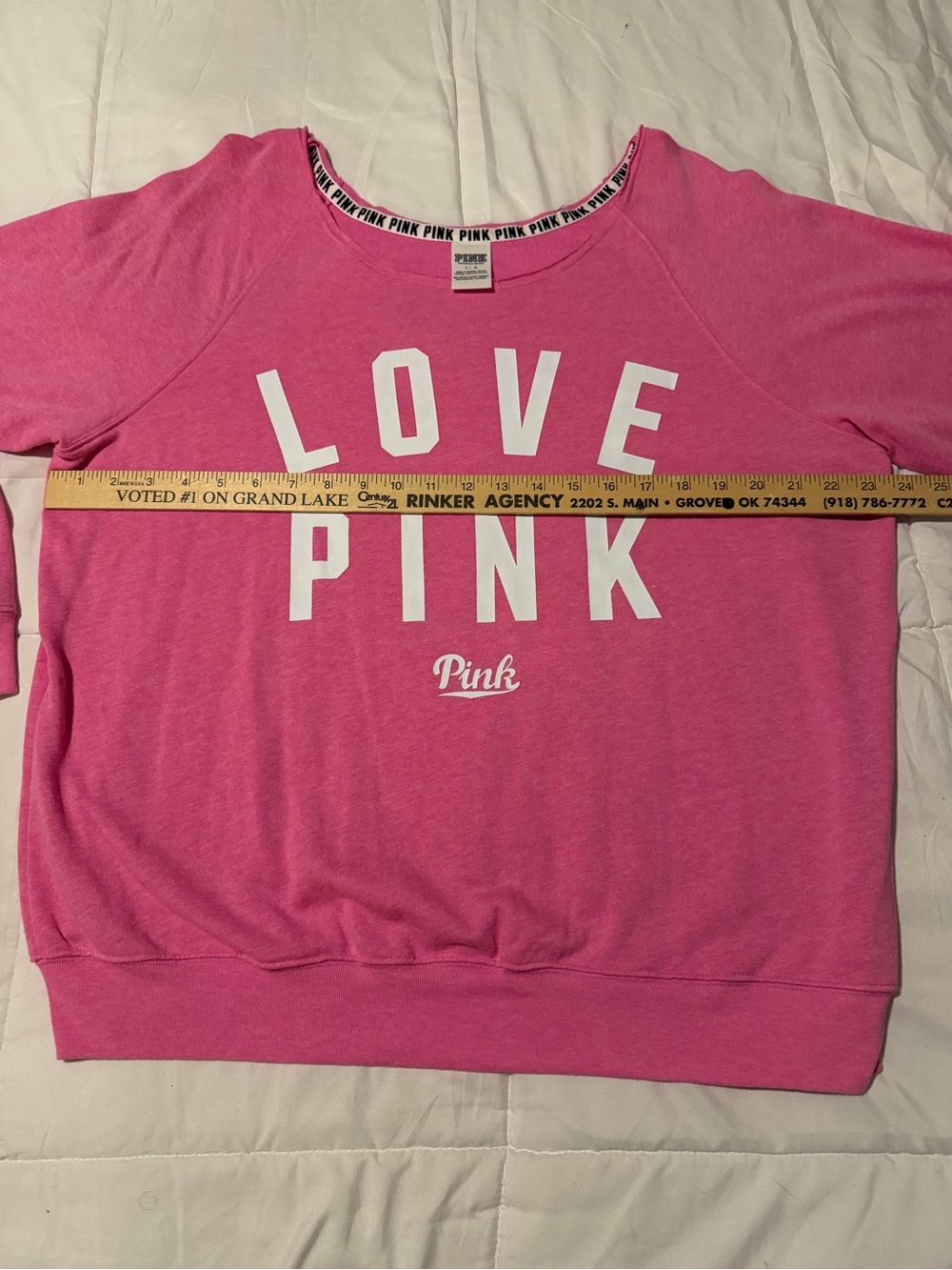 Victoria's Secret PINK Bright Pink "LOVE PINK" Pullover Sweatshirt - Picture 4 of 6